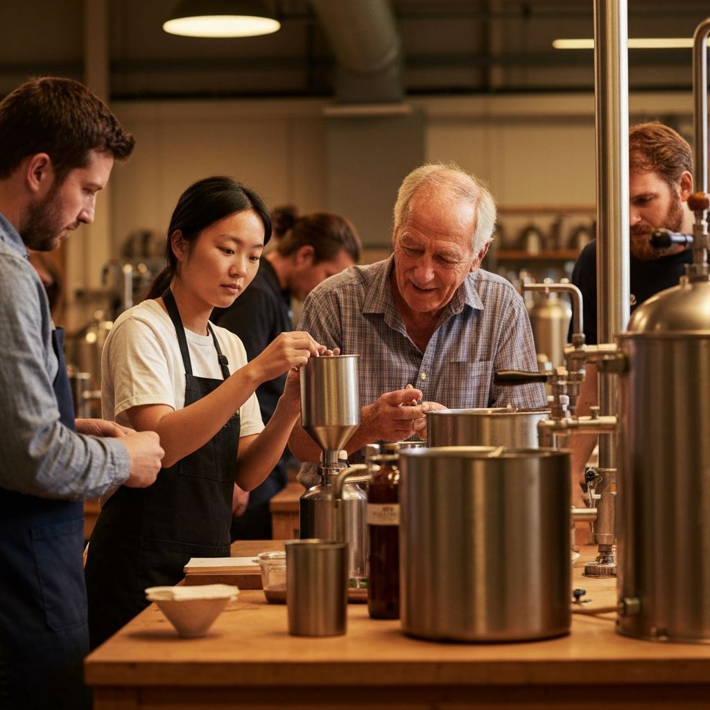 Community members gathered together during a Brewlab training workshop, learning and collaborating